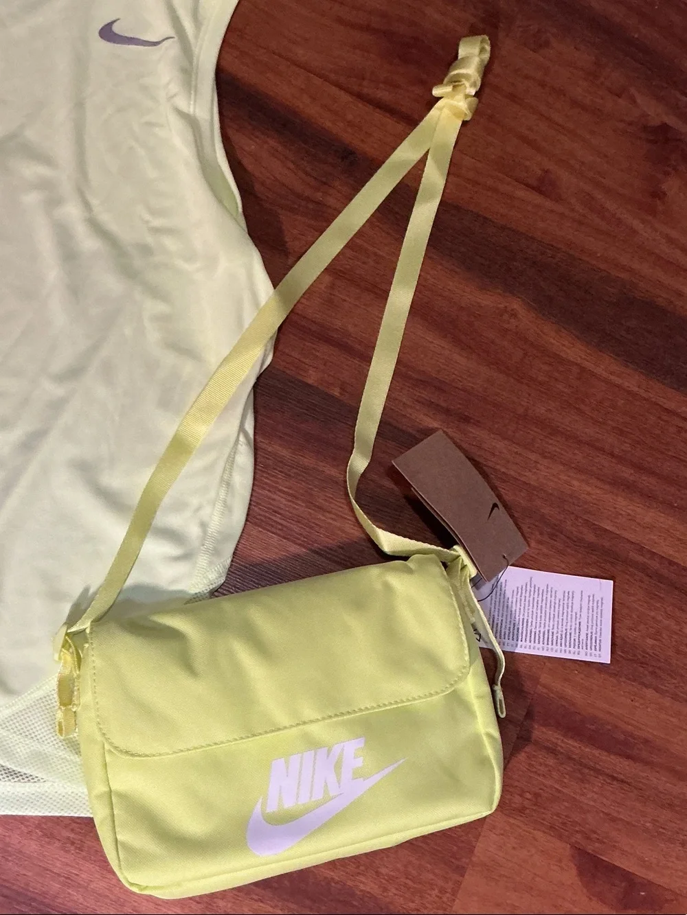 Nike Pale Yellow Women's Athletic Tank, Shorts Crossbody Bag Set nwt bundle